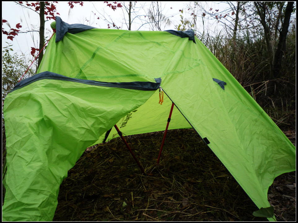普通帐篷外帐+登山杖搭起的帐篷 - 文章阅读版