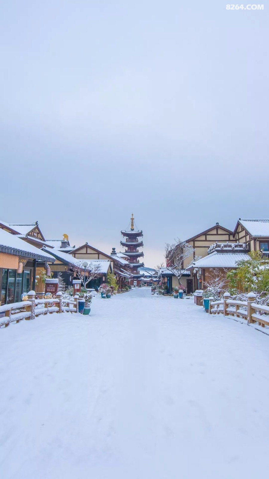 关于盛世美颜的拈花湾雪景,做了一组壁纸送你