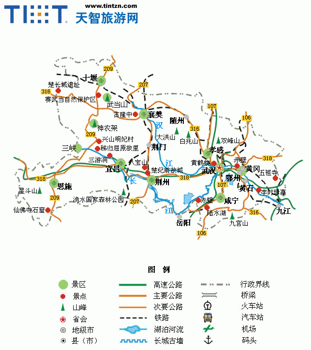 2018最新湖北省景区分布图查询,湖北省景区分布图高清图片