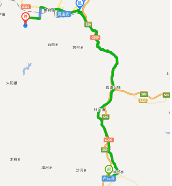 我们开车沿209国道从卢氏县城出发,一路向北到达灵宝市区后转310国道