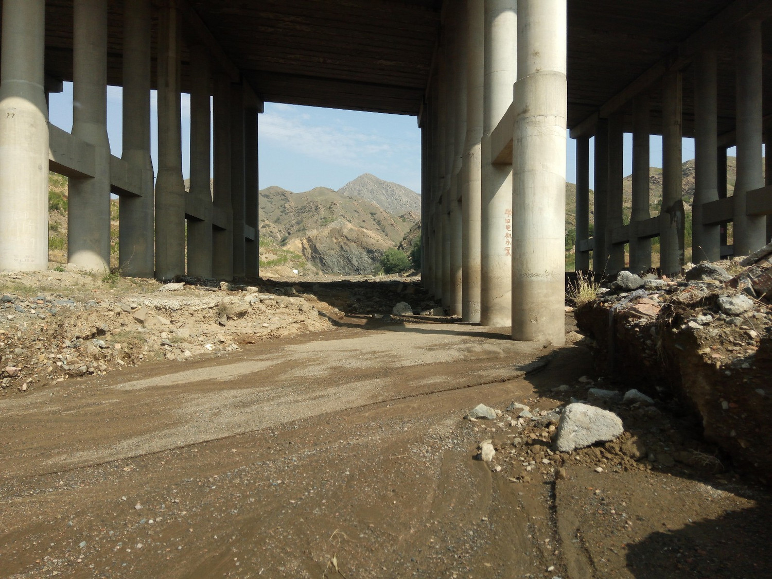 沟口位置就有一个高大的桥洞,这是g6高速阿善沟大桥