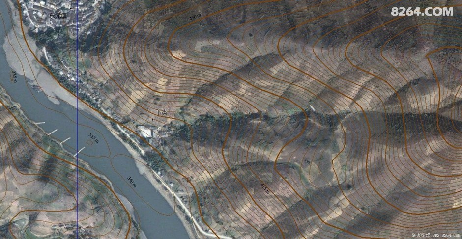 中国全境5米等高线卫星地形图1:5000大幅面叠加村级地名