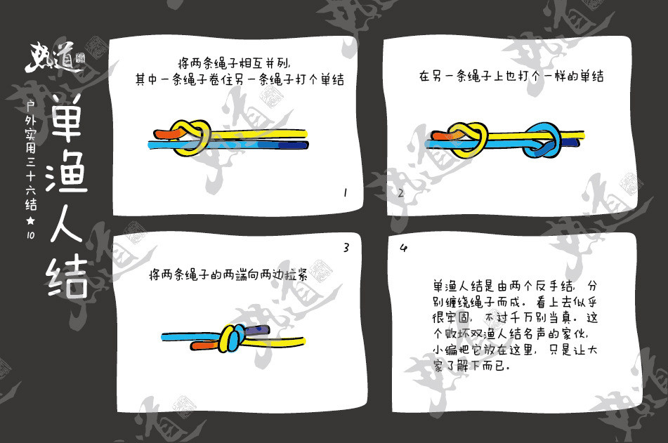 户外绳结大收集——绳结那些事(户外实用绳结三十六结—10单渔人结)