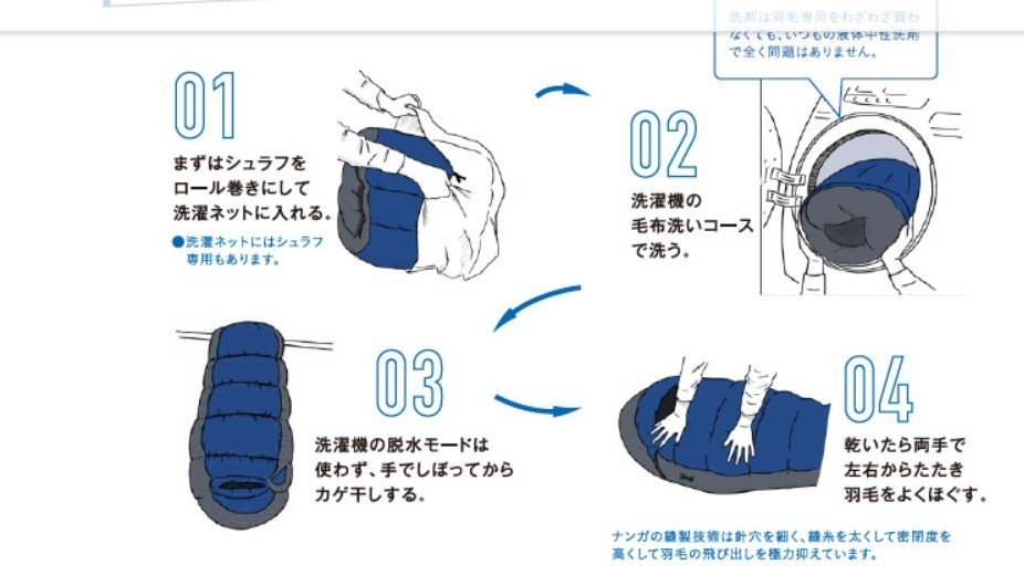 睡袋正确的洗涤方法,从某日本网站扒来的