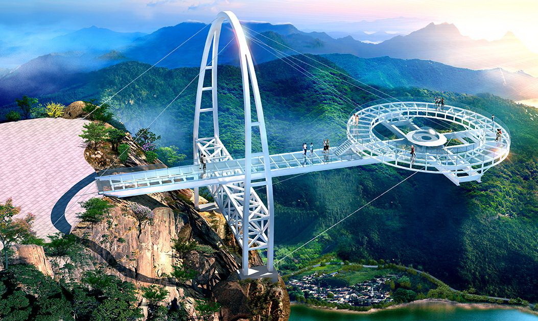 21日,体验石林峡宇宙之眼 世界第一钛合金玻璃观景台.