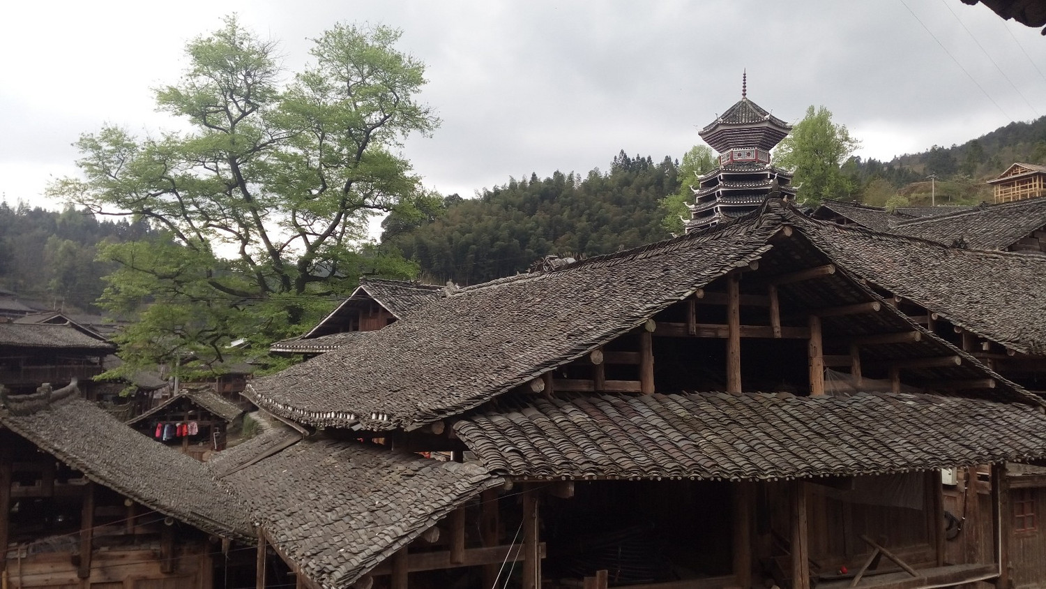 整个寨子就像藏在峰峦叠嶂的大山褶皱间,犹如一个独立王国.