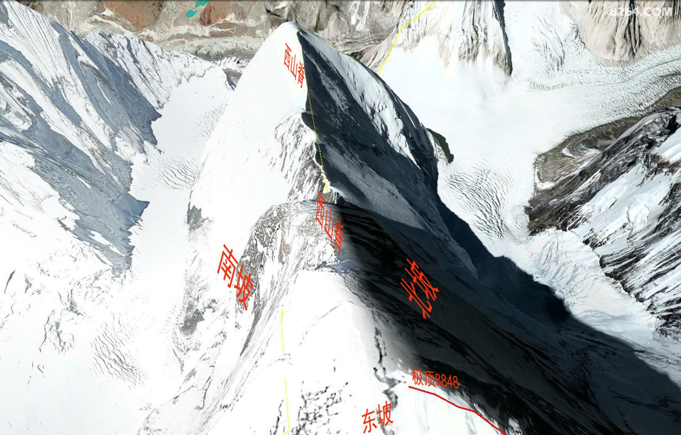 珠穆朗玛峰大本营线路地形图