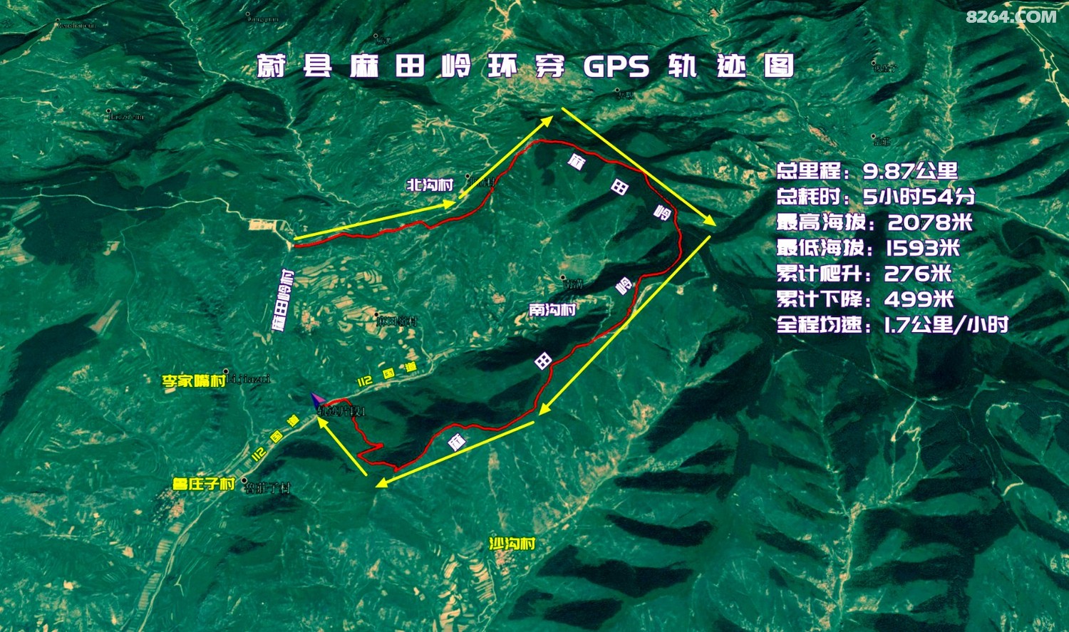 蔚县麻田岭环穿gps轨迹