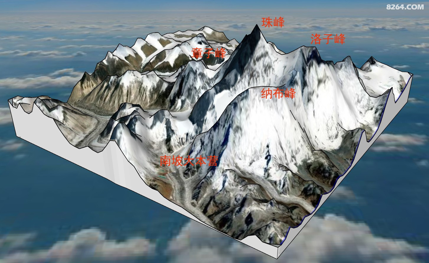 珠穆朗玛峰大本营线路地形图
