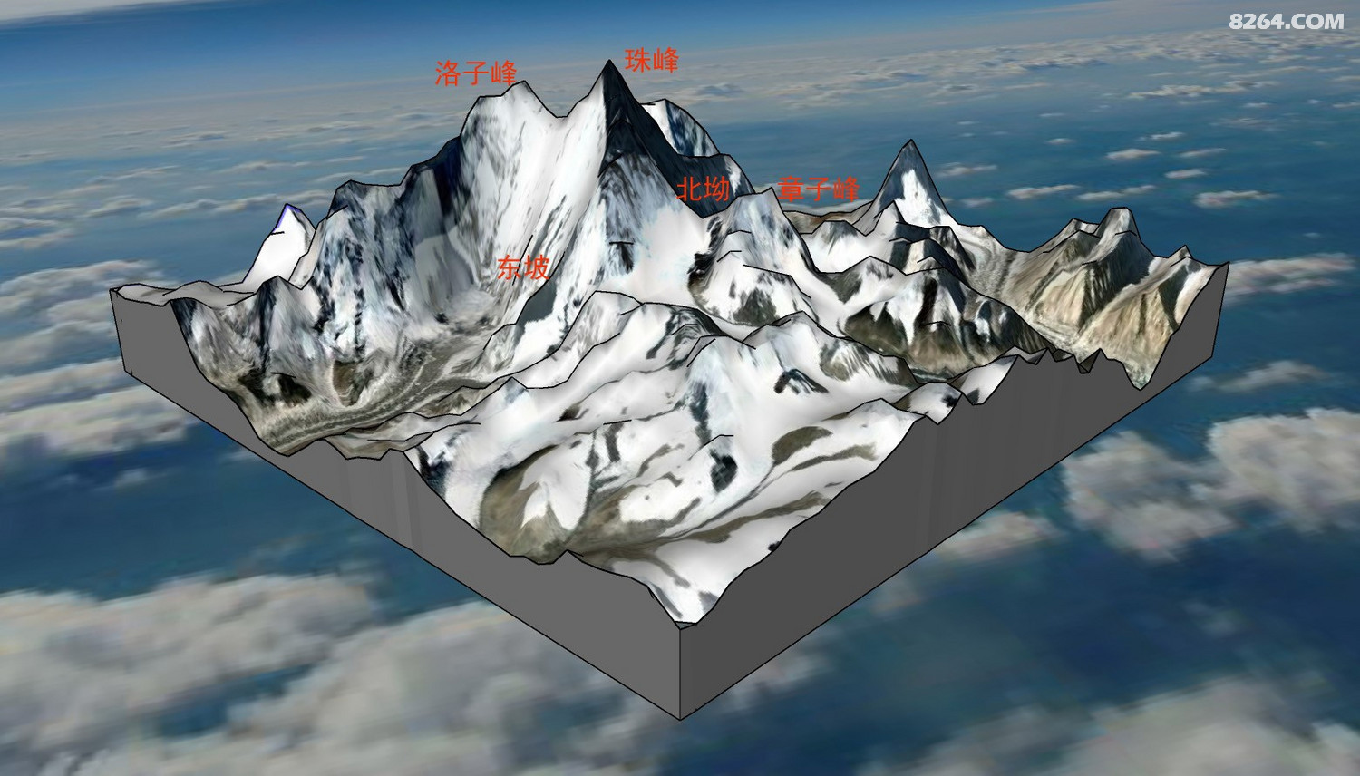 珠穆朗玛峰大本营线路地形图
