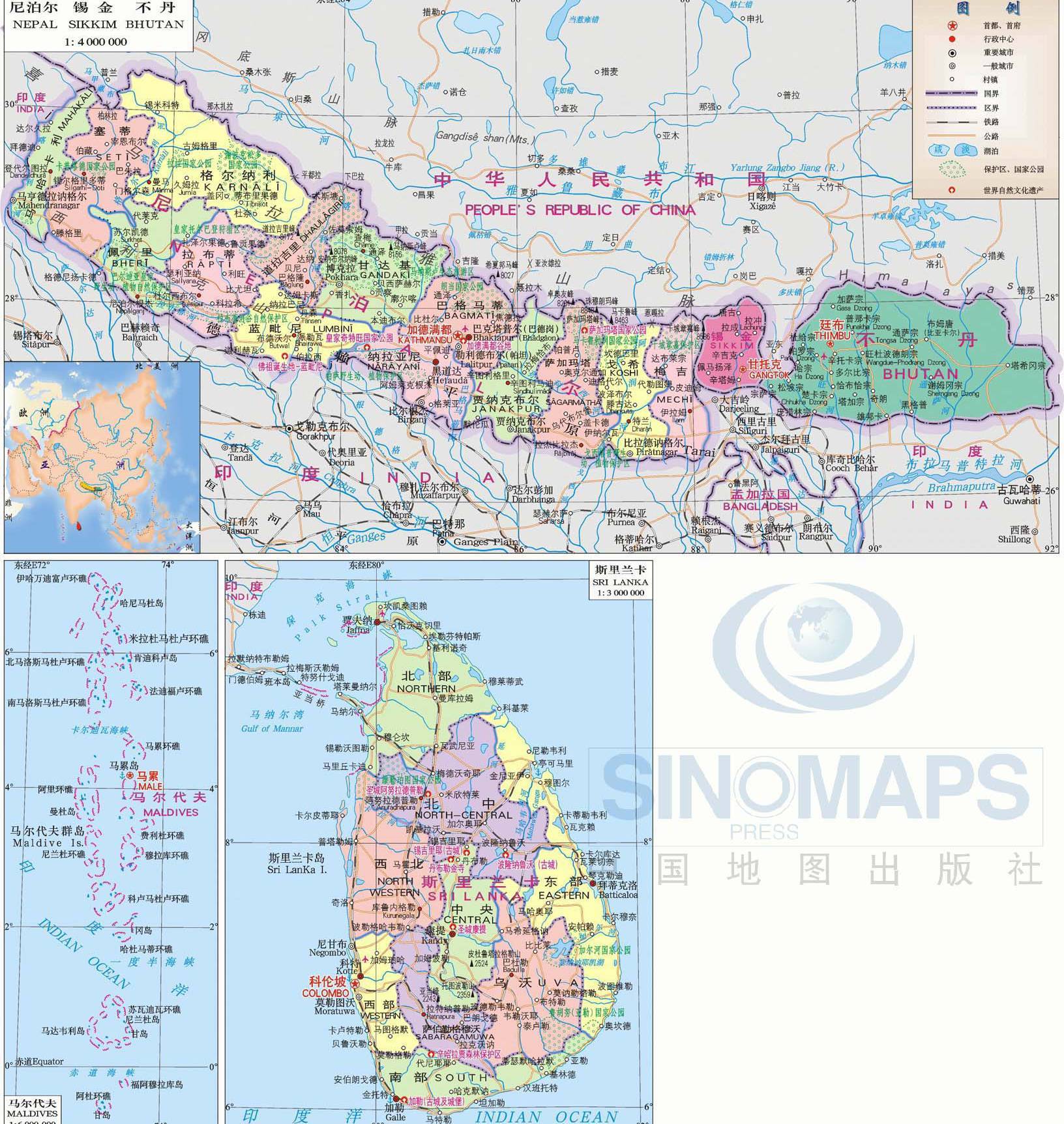尼泊尔地图三全图,尼泊尔地图三高清版下载 - 8264户外8264.com
