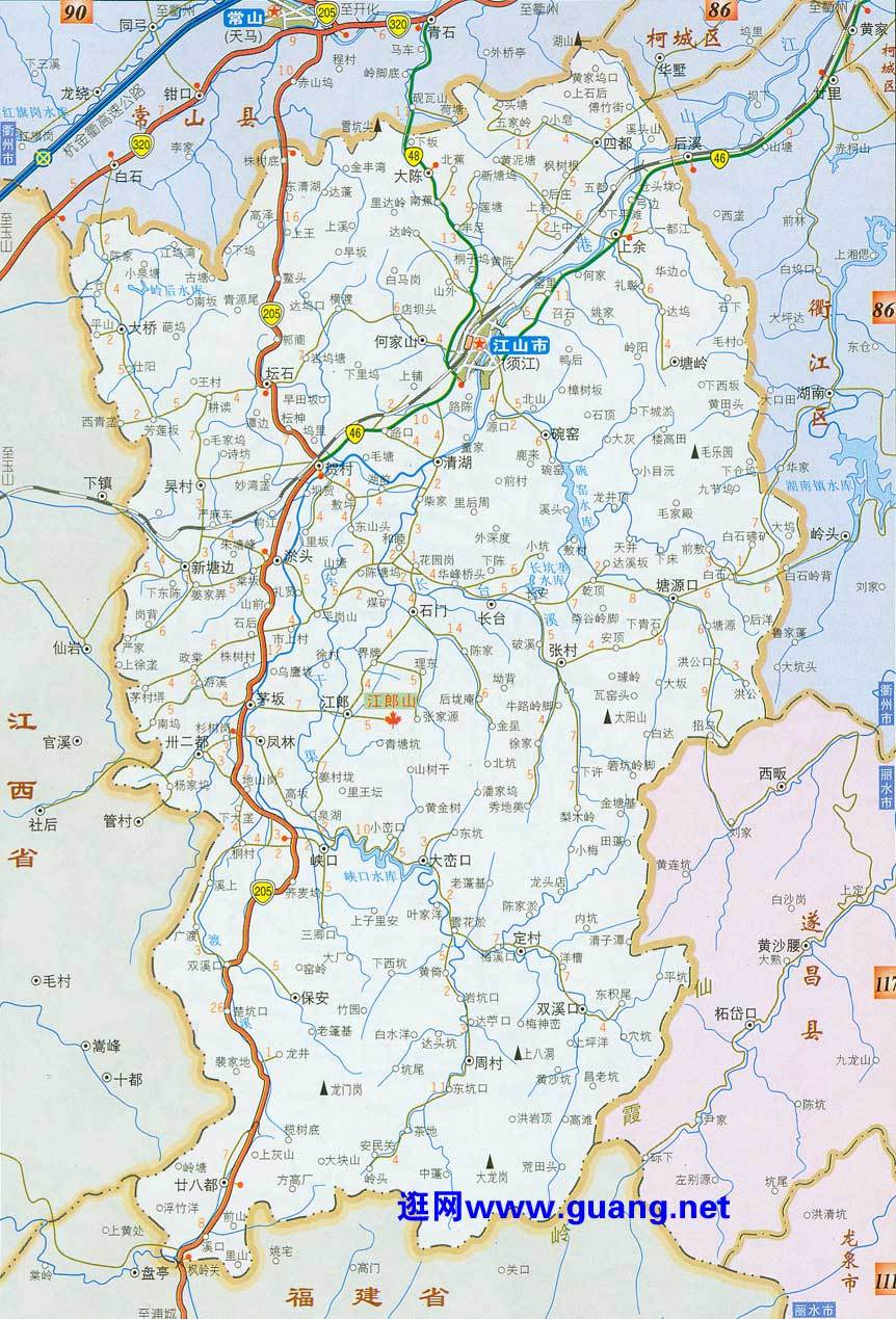 衢州江山地图全图,衢州江山地图高清版下载 - 8264户外8264.com